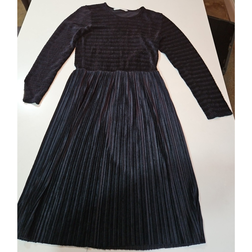 IRENA GREGORI Black Textured Ribbed Long Sleeve Dress - No Size Label
